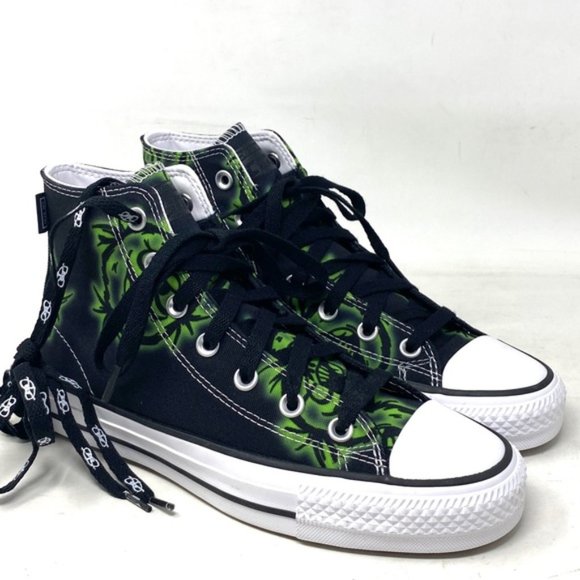 Converse CONS Pro High Canvas Black Green Shoes Women's Skate Sneakers A04140C - Picture 2 of 9